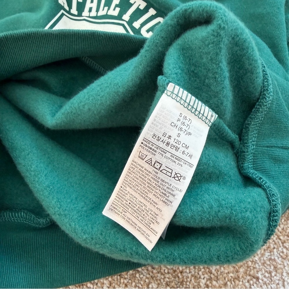 GAP Kids S 6-7 Green Athletic Dept Cropped Hoodie Sweatshirt - Picture 7 of 10